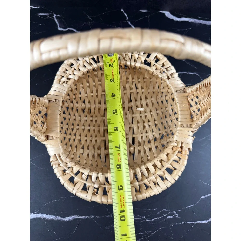 VTG Hand Woven Splint Gathering Basket with Handle 9.5